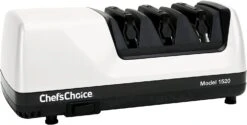 Edgecraft By Chef's Choice Electric Knife Sharpeners For 15 And 20-Degree Straight And Serrated Knives Diamond Abrasives Precision Angle Control, 3-Stage, White