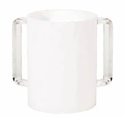 A & M Judaica Acrylic Washing Cup Clear Handles 5"