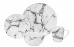 Godinger Rayo Marble 16 Piece Dinnerware Set, Service For 4