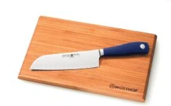 Wusthof Grand Prix 7-Inch Santoku And Bamboo Cutting Board Blue