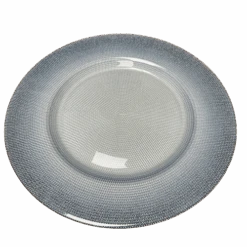 Epure Glass Shining Charger Pearl With Blue Glitter Rim