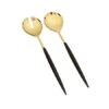 Classic Touch Set Of 2 Shiny Gold Salad Servers With Neat Black Handles