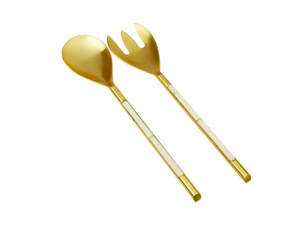 Classic Touch Gold Stainless Steel Salad Servers 3 Classic Touch Gold Stainless Steel Salad Servers
