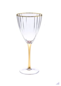 Classic Touch Textured Wine Glasses With Gold Stem And Rim, Set/6