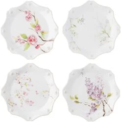 Juliska Berry & Thread Floral Sketch Assorted Dessert/Salad Plates, Set Of 4