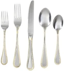 Cambridge Silversmiths Carlyle Gold Accent Service For 4 20-Piece Flatware Set