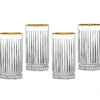 Godinger Avenue Highball W/ Gold Rim, Set/4 -Quality Tableware Store godinger28276