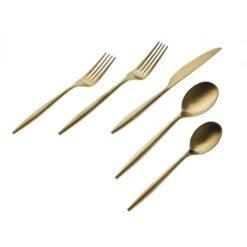 Godinger Milano Flatware 20 Piece Flatware Set, Service For 4 -Quality Tableware Store godingermilanomattegold