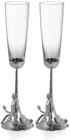 Michael Aram White Orchid Toasting Flutes S/2