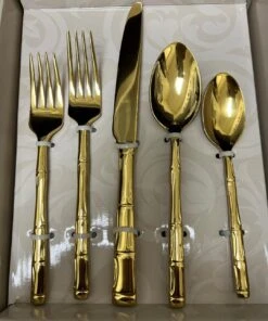 Museum Collection Mamboo 18/10 Stainless Steel 20 Piece Service For 4 Flatware Gold