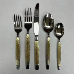 Prestige Metropolitan Cinne Citte Kringle Flatware Gold Accent 20 Piece Flatware Set Service For 4