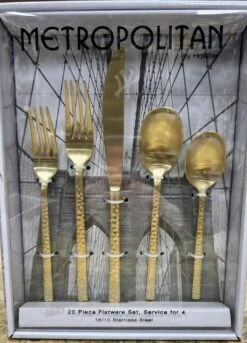 Metropolitan By Holister Hammered 20 Piece Set Satin Gold