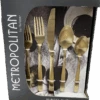 Prestige Metropolitan Cube Gold Flatware, Service For 4