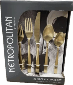 Prestige Metropolitan Cube Gold Flatware, Service For 4