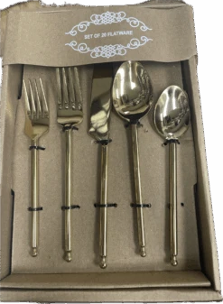 Prestige Rotunda Flatware, Gold, Service For 4
