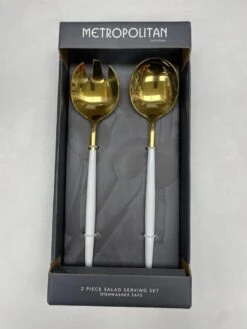 Prestige Metropolitan Tai Chi Salad Servers -Quality Tableware Store prestigetaichishinygoldwhite