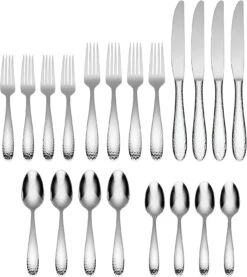 Oneida Reyna 20 Piece Set, Service For 4, 18/0 Stainless Steel, Silverware Set, Dishwasher Safe