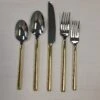 Vikko Crown - Sapphire, Gold Handle 18/10 SS, Square Flatware, 20 Pc Set -Quality Tableware Store vc 161