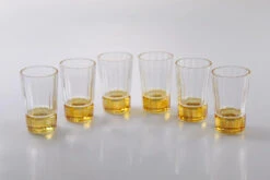 Vivience Smooth Linear And Amber Shade On The Base Shot Glasses, Set Of 6