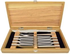 WUSTHOF Stainless Ten Piece Steak Knife And Carving Set In Olivewood Chest